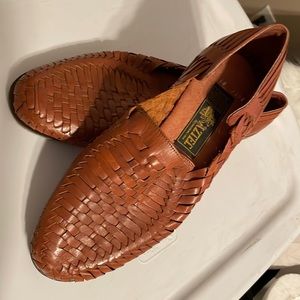 AZTEC men’s Shoes Mexican Huarache style Woven Weave Brown Leather USA 11 M